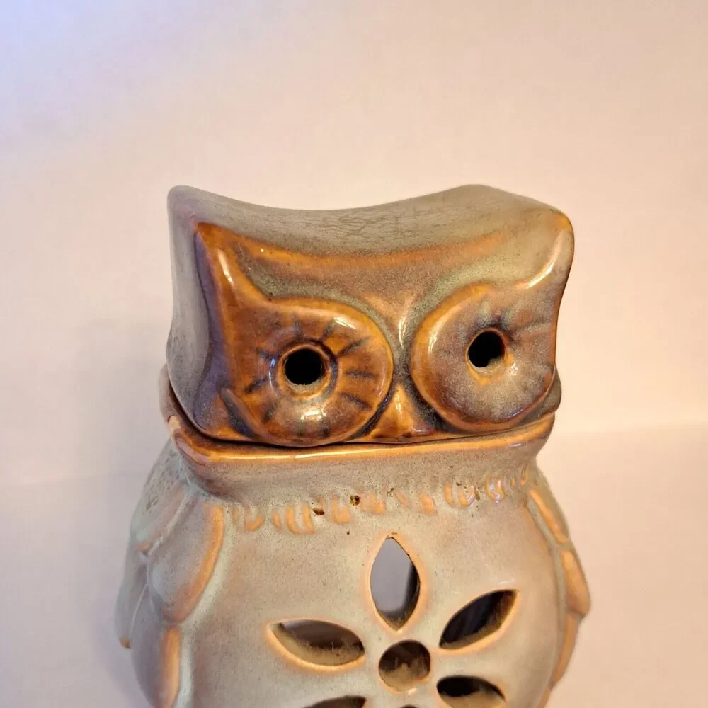 Vintage Ceramic Candle Warmer Owl Shaped Tea Candle 2-pieces